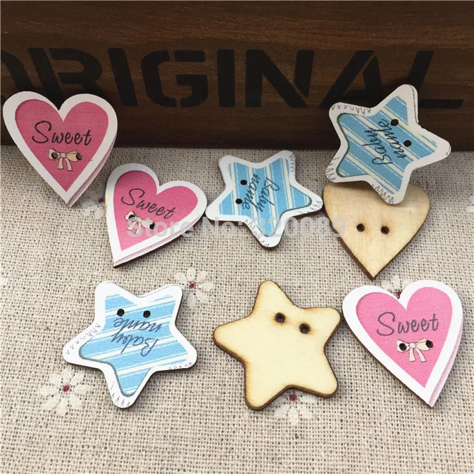 200pcs 30mm Pink Blue Mixed Wood Buttons Baby Heart Star Sewing Fancy Button Wooden Crafts Embellishment For Scrapbooking
200pcs 30mm Pink Blue Mixed Wood Buttons Baby Heart Star Sewing Fancy Button Wooden Crafts Embellishment For Scrapbooking