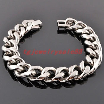 15mm Wide Stainless Steel Curb Cuban Link Chain Bracelet Bangles Cool Men's Cuff Jewelry Polishing Silver 7-11" Option
15mm Wide Stainless Steel Curb Cuban Link Chain Bracelet Bangles Cool Men's Cuff Jewelry Polishing Silver 7-11" Option