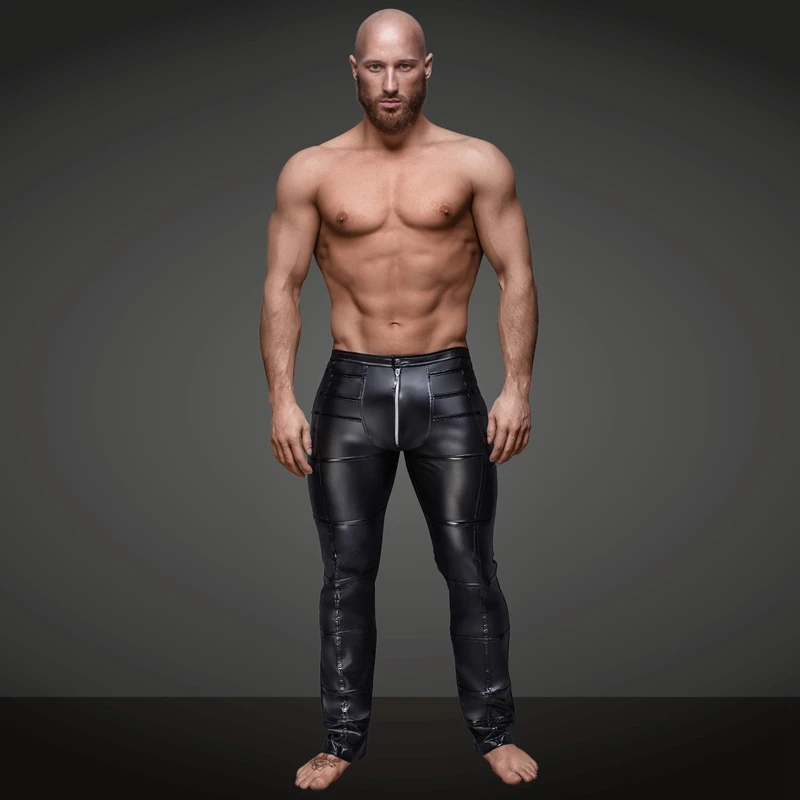 Сексуальные мужские штаны из искусственной кожи с открытой промежностью