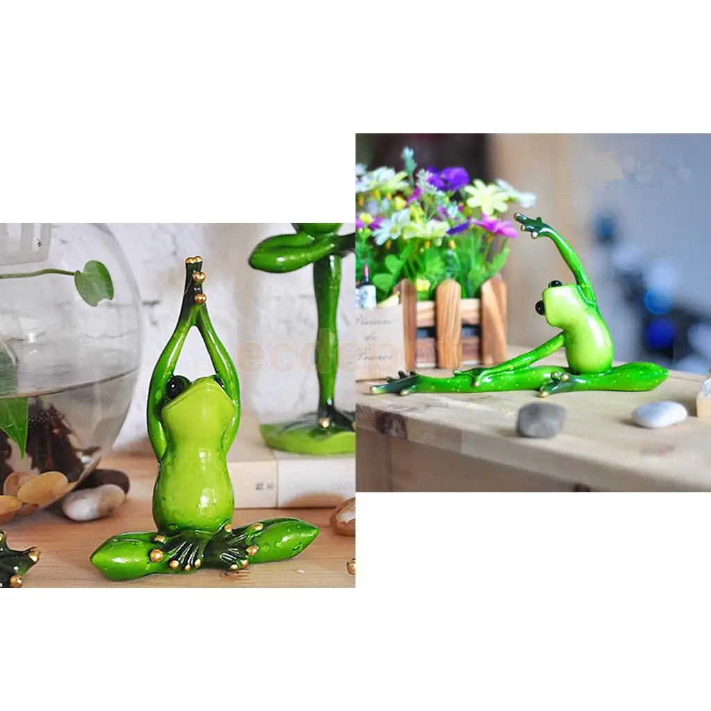 2pcs 3D Frog Figurines Miniatures Ornament Statute Bonsai Garden Decor Bonsai Plant Decoration Craft, Office Desk Ornament