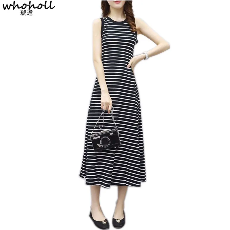 WHOHOLL 2019 New Summer Women Fashion Stripes Dresses Sleeveless Round neck Vest Dresses A-line long Casual Beach Vest Dresses
WHOHOLL 2019 New Summer Women Fashion Stripes Dresses Sleeveless Round neck Vest Dresses A-line long Casual Beach Vest Dresses