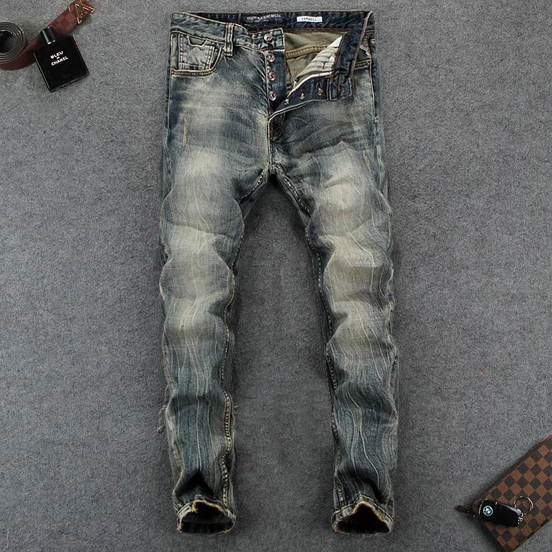 Italy Style Fashion Men Jeans Slim Fit Cotton Buttons Pants hombre Vintage Design Simple Trousers Streetwear Classical Jeans Men
Italy Style Fashion Men Jeans Slim Fit Cotton Buttons Pants hombre Vintage Design Simple Trousers Streetwear Classical Jeans Men