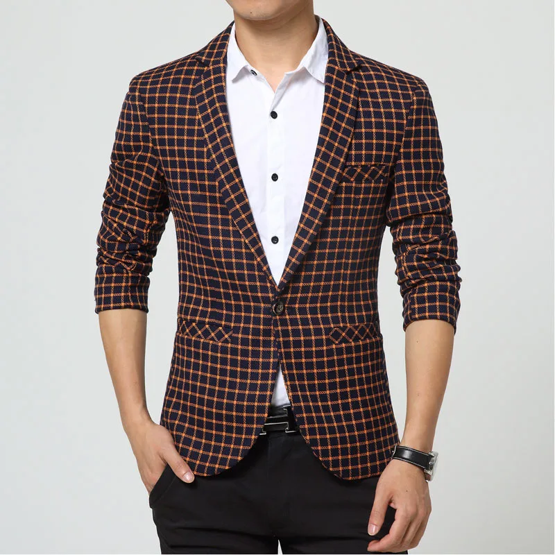 Новые модные популярные masculino бренд Для мужчин S одной кнопки Дизайн Slim Fit