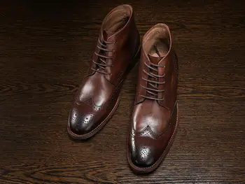 Men's Martin Boots Lace Up Genuine Leather Carved Bogues High Top Casual Shoes Formal Business Vintage Male Ankle Boots
Men's Martin Boots Lace Up Genuine Leather Carved Bogues High Top Casual Shoes Formal Business Vintage Male Ankle Boots
