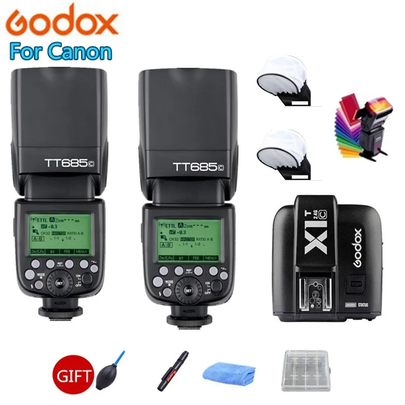 2x Godox TT685 TT685C 2.4G Wireless TTL High-speed sync 1/8000s GN60 Flash Speedlite + X1T-C Transmitter for Canon DSLR Camera
2x Godox TT685 TT685C 2.4G Wireless TTL High-speed sync 1/8000s GN60 Flash Speedlite + X1T-C Transmitter for Canon DSLR Camera