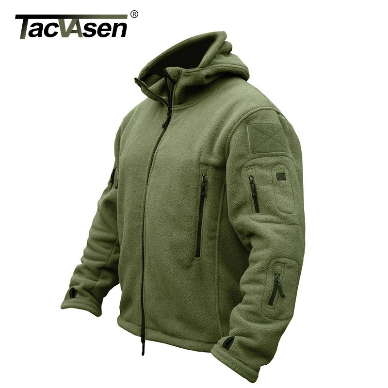 Image US Military Man Fleece Tactical Jacket Outdoor Polartec Thermal Breathable Sport Hiking Polar Hooded Coat Outerwear Army Clothes