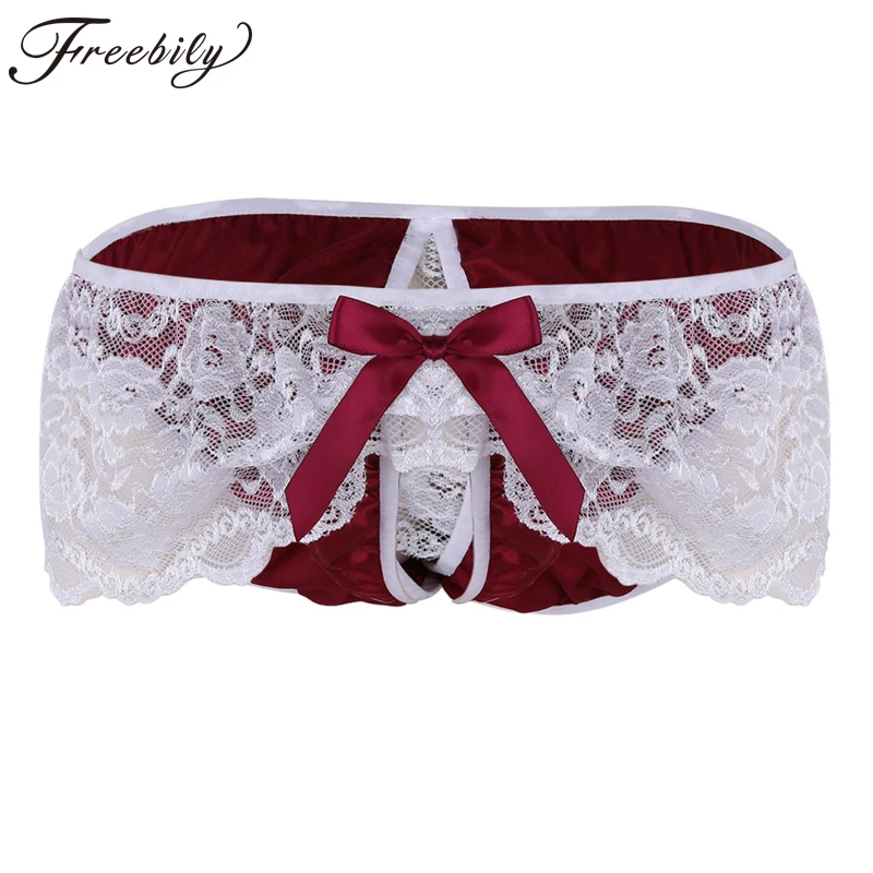 Men Lingerie Sexy Gay Panties Floral Lace Crotchless Soft Satin Sissy Low Rise Bikini Briefs Underwear Underpants String Homme
Men Lingerie Sexy Gay Panties Floral Lace Crotchless Soft Satin Sissy Low Rise Bikini Briefs Underwear Underpants String Homme