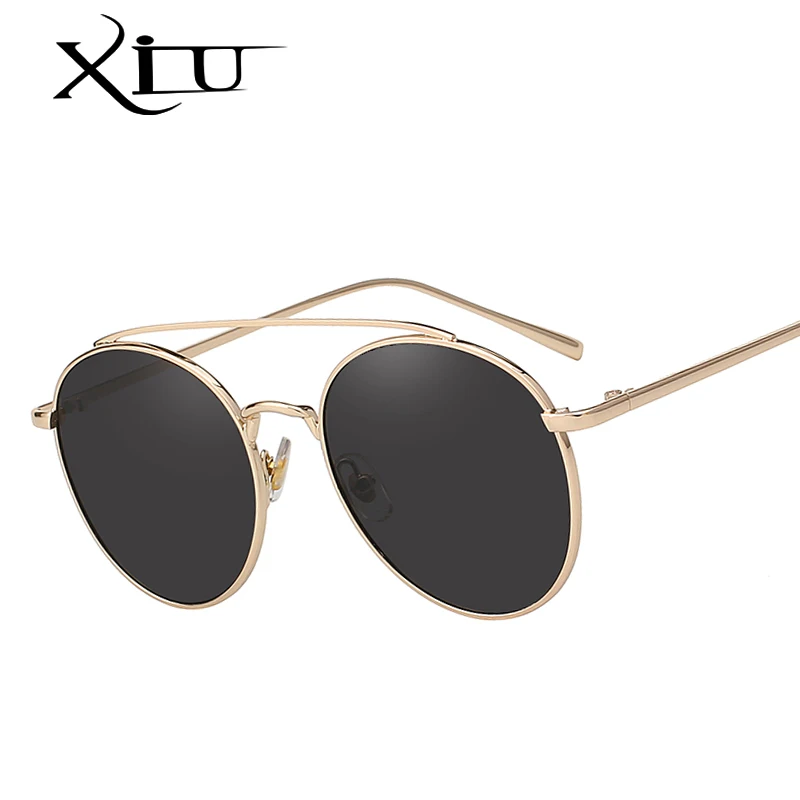 XIU sunglasses women twins beams metal high quality brand design fashion glasss retro pink mirror UV400 | Аксессуары для одежды