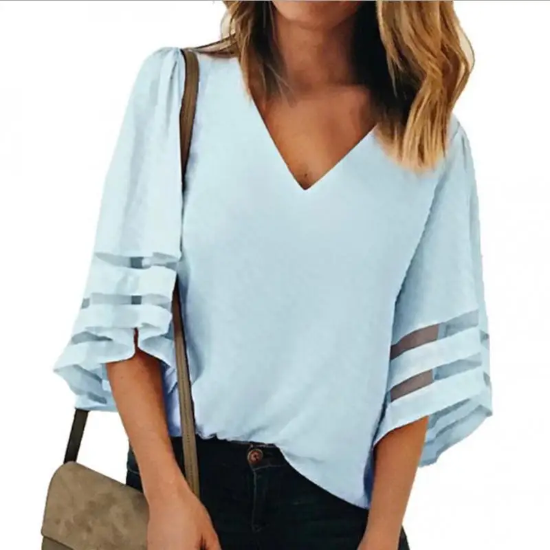 Summer Chiffon Blouse Women Flare Sleeve Chiffon Shirt 2019 Fashion V-neck Blouses Solid Loose Shirt Casual Tops Plus Size S-5XL
Summer Chiffon Blouse Women Flare Sleeve Chiffon Shirt 2019 Fashion V-neck Blouses Solid Loose Shirt Casual Tops Plus Size S-5XL