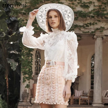 2019 summer new women's sexy applique white lace shirt lantern sleeves hollow perspective shirt women's solid chic shirt
2019 summer new women's sexy applique white lace shirt lantern sleeves hollow perspective shirt women's solid chic shirt