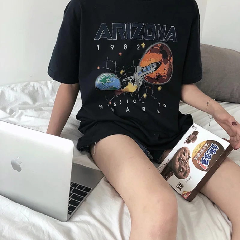 Planet Arizona cute Korean summer Cotton retro printed letters loose short-sleeved T-shirt female ulzzang short-sleeved T-shirt
Planet Arizona cute Korean summer Cotton retro printed letters loose short-sleeved T-shirt female ulzzang short-sleeved T-shirt