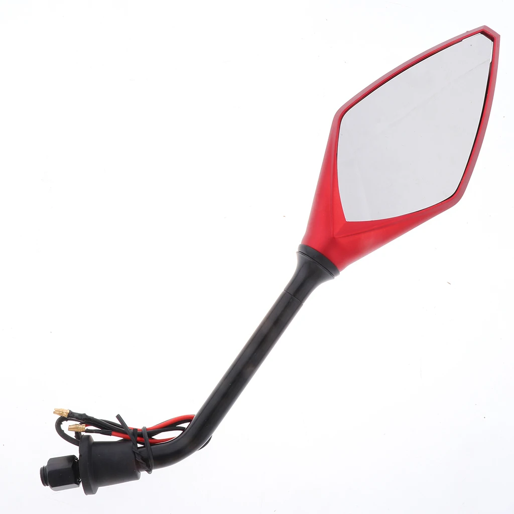 4X Universal 10mm Motorcycle Rearview Side Mirrors LED Turn Signal Red/Black High Toughness and Smooth Surface ABS Shell Glass
