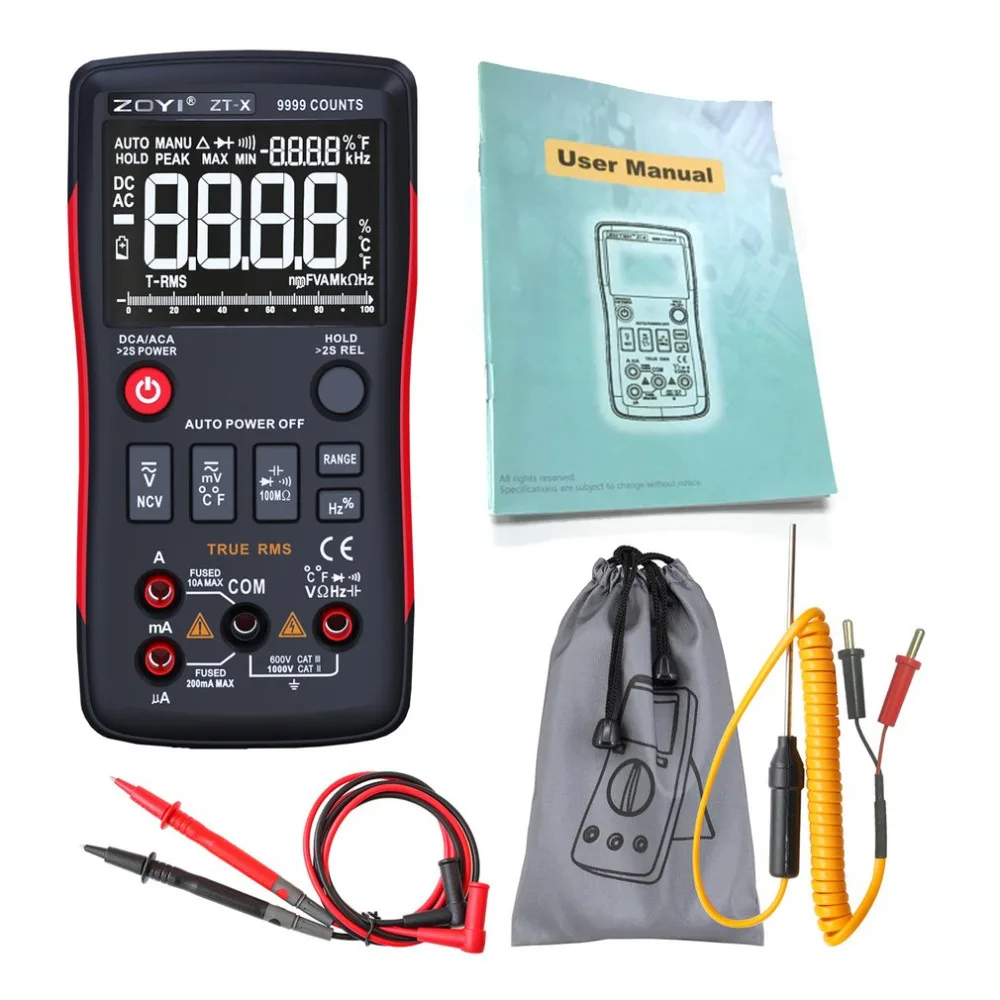 ZOYI Digital Multimeter AC/DC Voltage Current Resistance Tester Capacitance Frequency Duty Cycle Diode Continuity NCV Temperatu
ZOYI Digital Multimeter AC/DC Voltage Current Resistance Tester Capacitance Frequency Duty Cycle Diode Continuity NCV Temperatu
