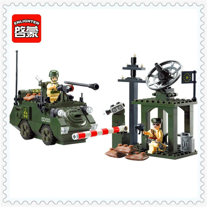 ENLIGHTEN 808 Military Outpost Combat Zones Model Building Block 187Pcs DIY Educational Toys For Children Compatible Legoe