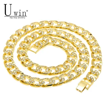 UWIN Hip Hop Iced Out Men Necklace Chain Yellow Gold Color Bling Luxury Rhinestone Crystal Long Cuban Necklace Jewelry 30"
UWIN Hip Hop Iced Out Men Necklace Chain Yellow Gold Color Bling Luxury Rhinestone Crystal Long Cuban Necklace Jewelry 30"