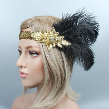 Cool original flower feather headband temperament black ostrich hair tiara vintage masquerade beaded headwear
Cool original flower feather headband temperament black ostrich hair tiara vintage masquerade beaded headwear