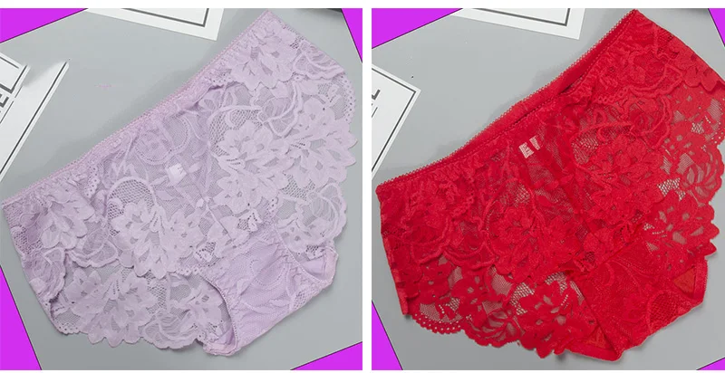 Jerrinut Full Lace Panty For Women Plus Size XL XXL XXXL XXXXL Briefs Underwear Lingerie Intiamtes Transparent Mid Waist Panties8