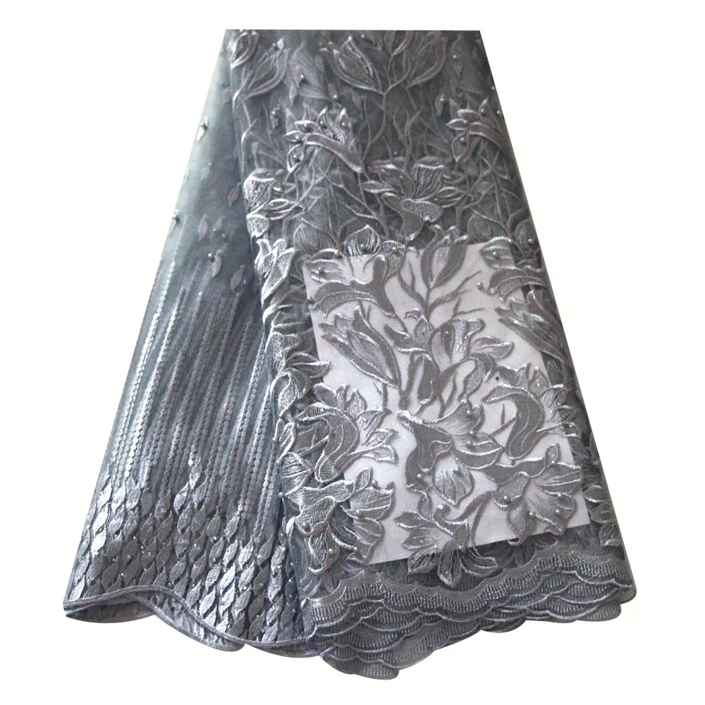 Ourwin African Fabric Lace Material Fabric Flowers Gray Beaded Stoned Embroidered Nigerian Lace Fabrics for Wedding 2018
Ourwin African Fabric Lace Material Fabric Flowers Gray Beaded Stoned Embroidered Nigerian Lace Fabrics for Wedding 2018