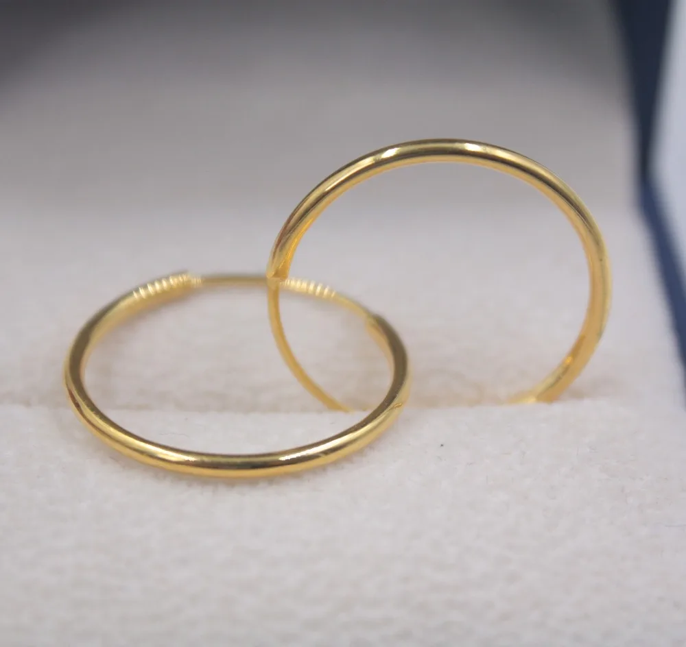 Серьги из натурального золота 18 К большой набор серег-колец AU750 гладкие Модные
