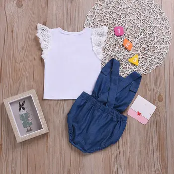 Summer Baby Girl Flare Sleeve Tops T-shirt Denim Strap Romper Bodysuit Casual Costumes Set
Summer Baby Girl Flare Sleeve Tops T-shirt Denim Strap Romper Bodysuit Casual Costumes Set