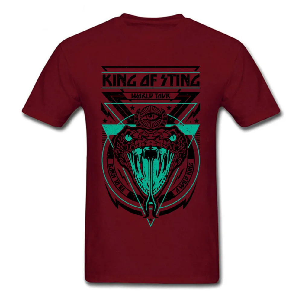 King of Sting Printed On Summer All Cotton Crew Neck Men's Tops Shirts Printed On Tee-Shirts Faddish Short Sleeve T-Shirt King of Sting maroon