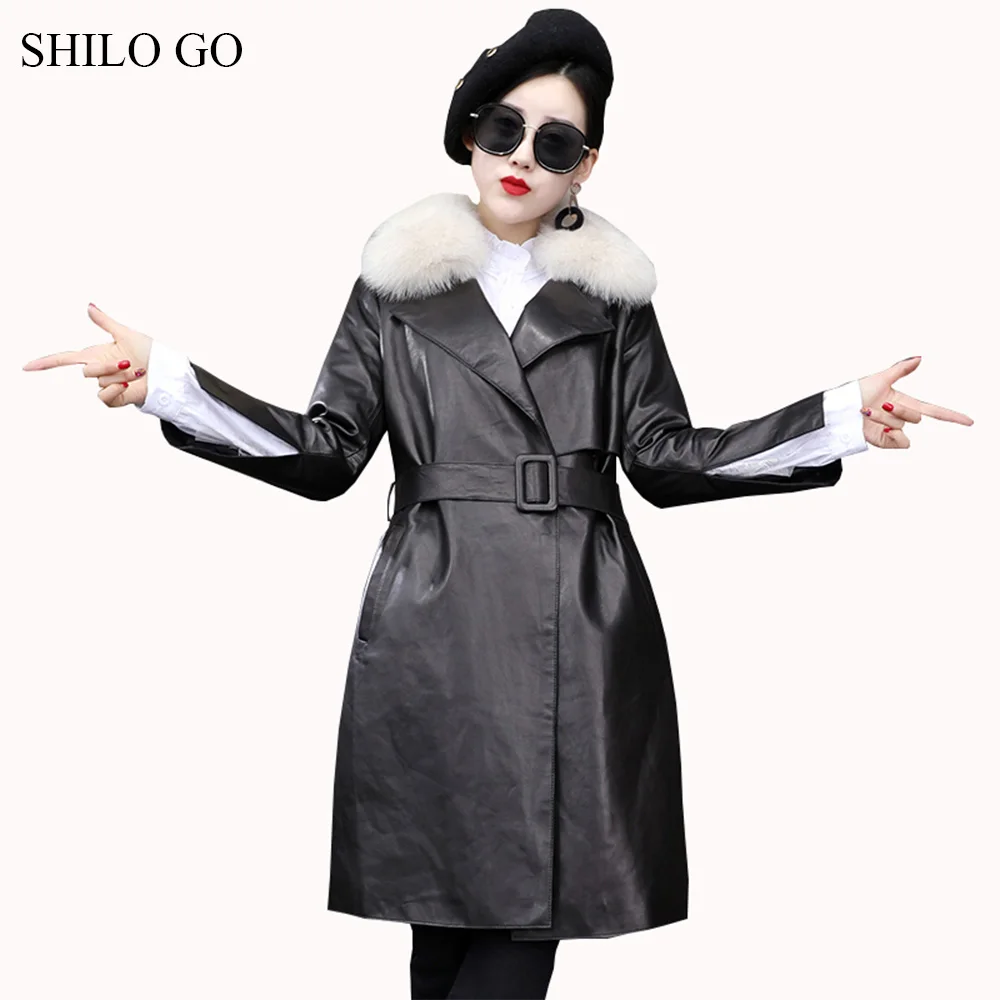 SHILO GO Leather Trench Womens Spring Fashion sheepskin genuine long coat Fur lapel collar belt concise straight coat
SHILO GO Leather Trench Womens Spring Fashion sheepskin genuine long coat Fur lapel collar belt concise straight coat