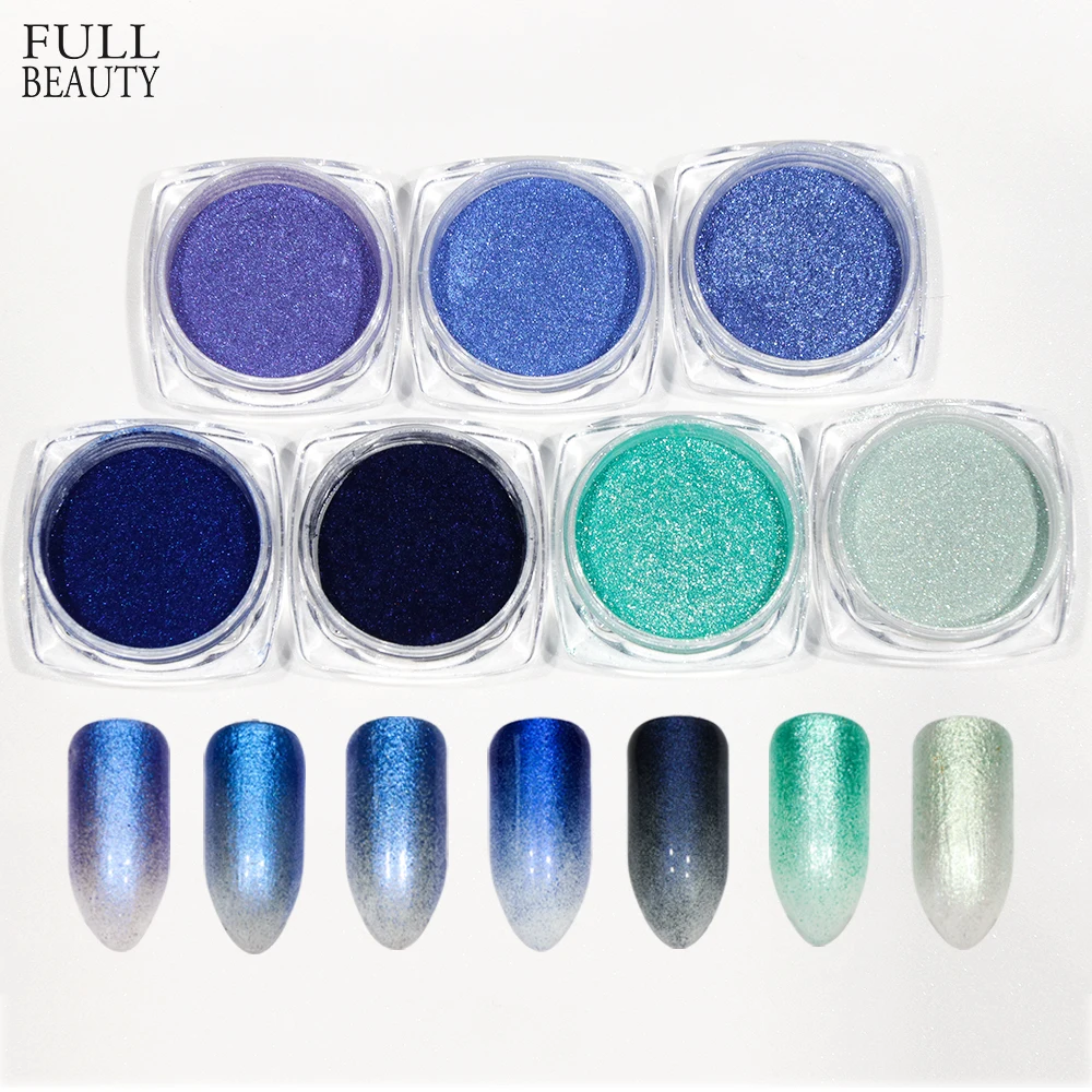 

Full Beauty 1 Box Nail Art Glitter Bling Shine Powder Sequin Pigment Olive Blue Green Thin Dust Nail Manicure Decoration CHBJ