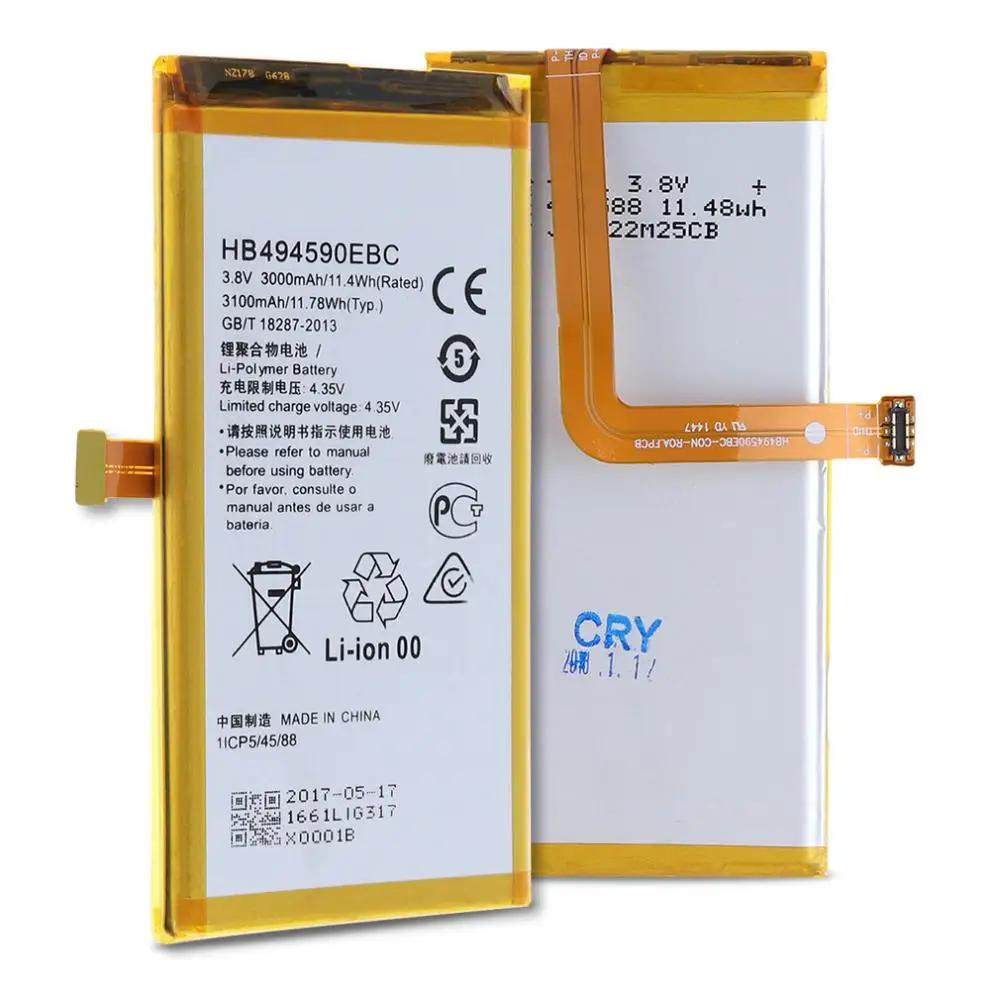 HB494590EBC 3.8V 3000mAh Rechargeable Built-in Li-ion Replacement Battery Phone Accumulator for Huawei Honor 7
HB494590EBC 3.8V 3000mAh Rechargeable Built-in Li-ion Replacement Battery Phone Accumulator for Huawei Honor 7