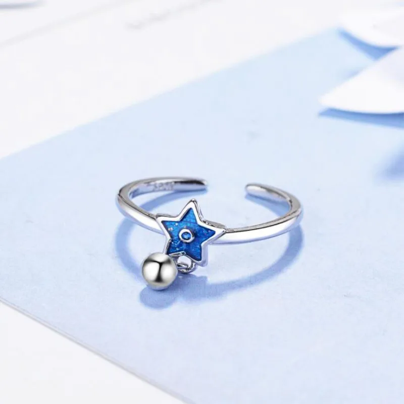 New Fashion Temperament Exquisite Female 925 Sterling Silver Jewelry Blue Five Pointed Stars Beautiful Opening Rings SR369
New Fashion Temperament Exquisite Female 925 Sterling Silver Jewelry Blue Five Pointed Stars Beautiful Opening Rings SR369