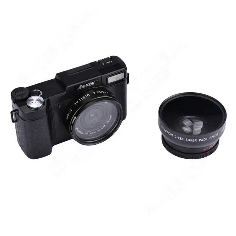AMKOV 1080P AMK-R2 24MP HD Digital SLR Camera Camcorder+Macro Lens Recording 4x Zoom 3.0" TFT