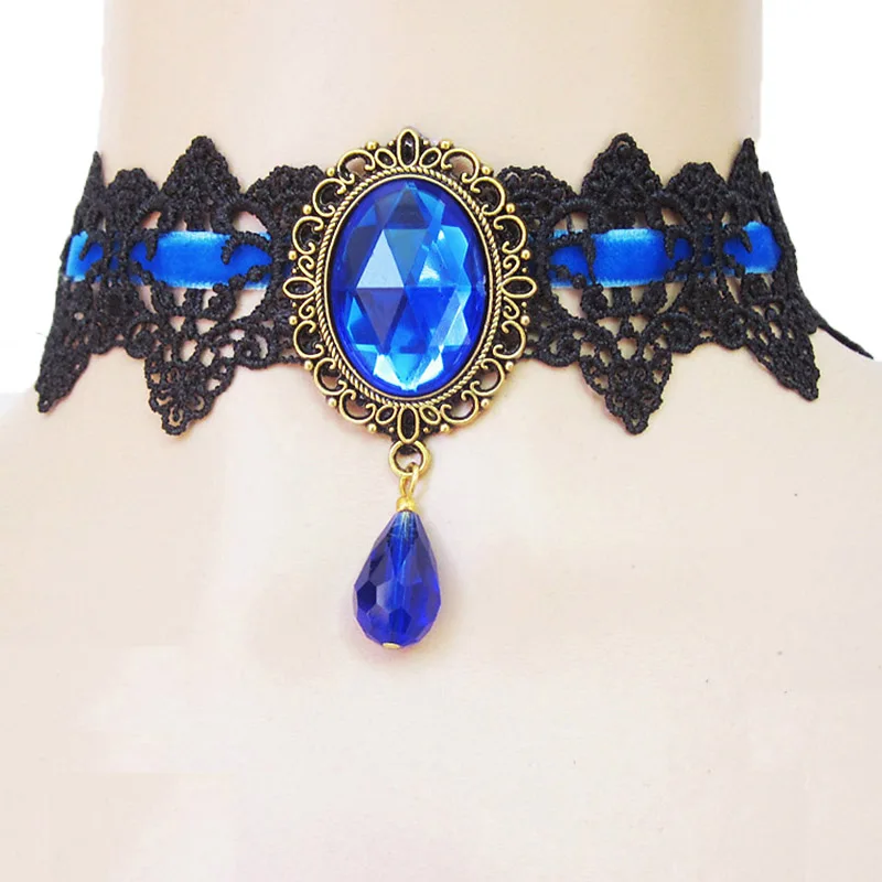 Women Necklace Gothic Fashion Jewelry Black Flower Lace Gold Stone Crystal Drop Ribbon Choker Collar Chunky Short Necklaces Lady
Women Necklace Gothic Fashion Jewelry Black Flower Lace Gold Stone Crystal Drop Ribbon Choker Collar Chunky Short Necklaces Lady