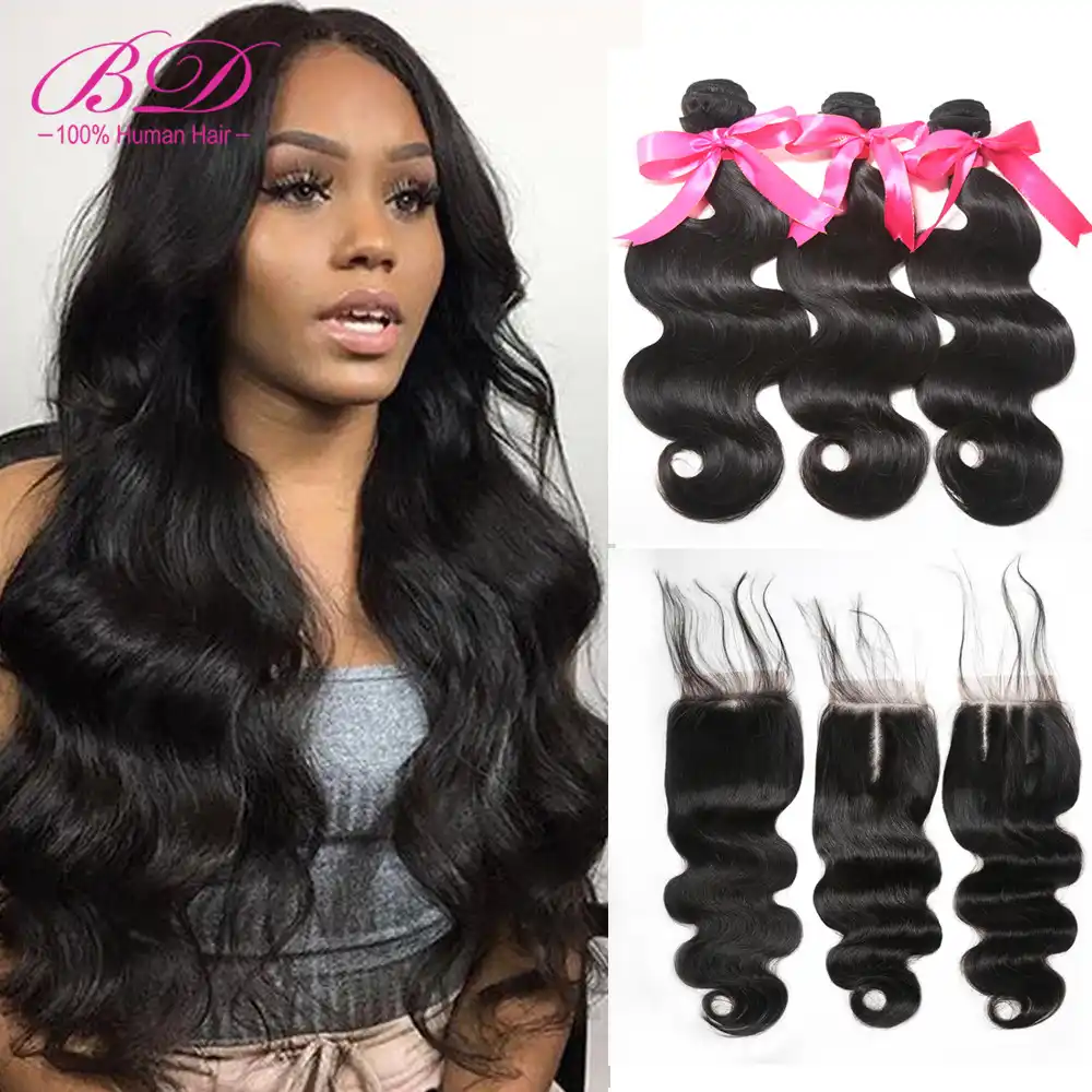 Human Hair Bundles With Closure Brazilian Body Wave Bundles With