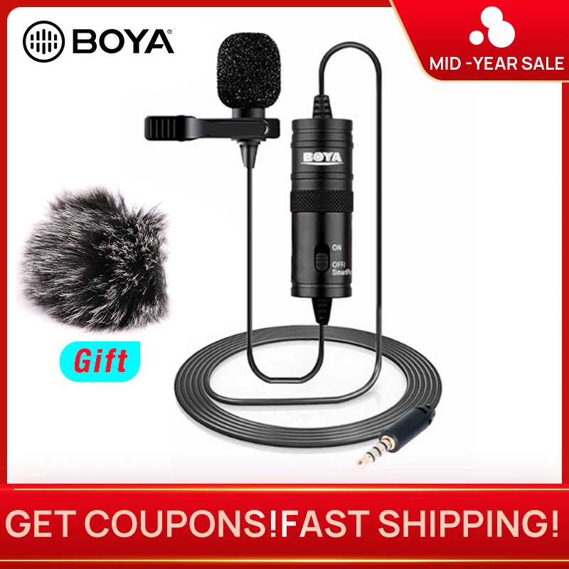 

BOYA BY-M1 3.5mm Mic Microfone Collar Lavalier Microphone karaoke Wired Mic for Phone iPhone DSLR Cameras for Vlogging