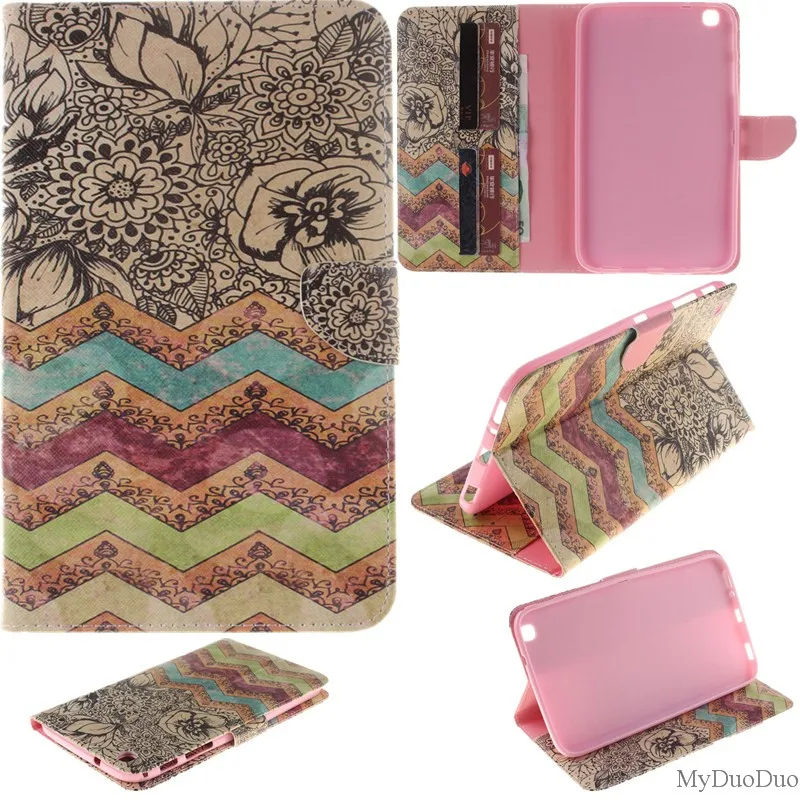 Stand Flip Wallet Case For Samsung Galaxy Tab 3 8.0 inch Cases SM T310 T311 T315 Tablet Back Cover Stand Two Sides Painted Bag (38)
