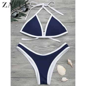 ZAFUL Contrast Piping Halter Padded Bikini Set Women Wire Free Halter Swim Suit Sleeveless Low Waisted Pullover Bathing Suit
ZAFUL Contrast Piping Halter Padded Bikini Set Women Wire Free Halter Swim Suit Sleeveless Low Waisted Pullover Bathing Suit
