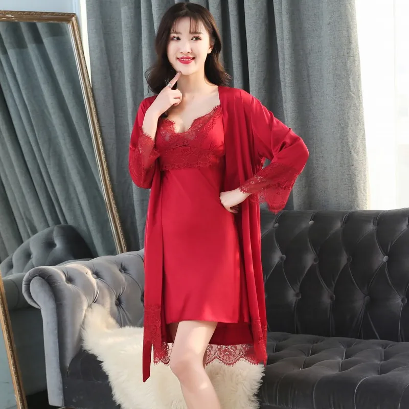 MECHCITIZ silk robe femme 2019 summer robe gown set for women lace satin bathrobe sleepwear sexy lingerie robes with chest pads
MECHCITIZ silk robe femme 2019 summer robe gown set for women lace satin bathrobe sleepwear sexy lingerie robes with chest pads