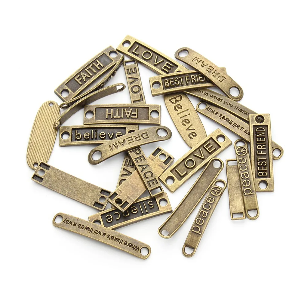 20pcs/lot Mixed Styles Antique Bronze Alphabet connector Best friend Love Believe Peace Dream charms for DIY bracelets F2675
20pcs/lot Mixed Styles Antique Bronze Alphabet connector Best friend Love Believe Peace Dream charms for DIY bracelets F2675