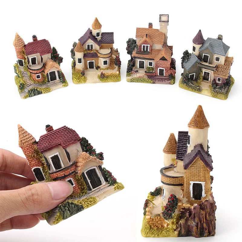 JX-LCLYL Resin Mini Fairy Garden Miniature Thatched House Landscape Micro Decorate Ornament