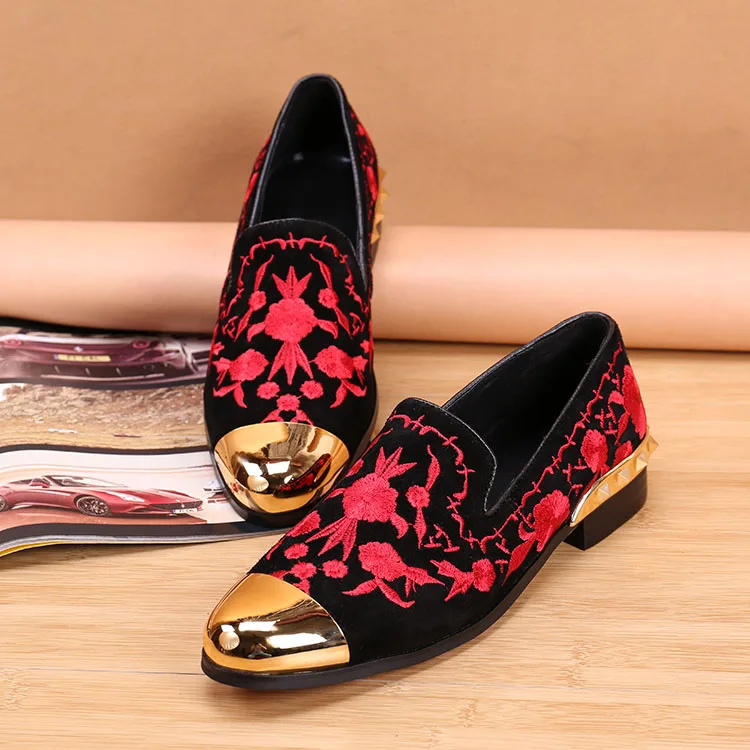 Zapatos de hombre gold steel toe red embroidery genuine leather slip on loafers breathable low heel flats male formal shoes men
Zapatos de hombre gold steel toe red embroidery genuine leather slip on loafers breathable low heel flats male formal shoes men
