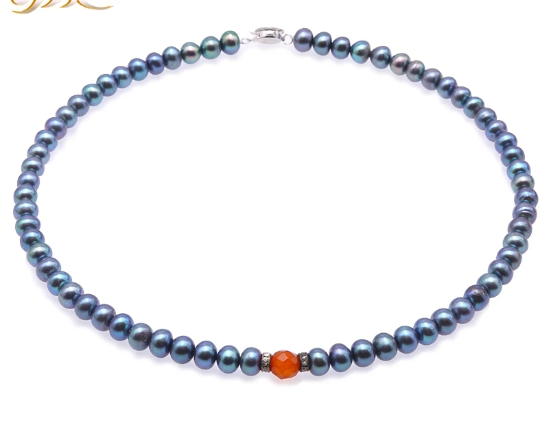 Blueish Black Near Round 7.5mm Freshwater Pearl Necklace With Agate Choker necklace with Pearl Gifts 16 inches- 100% Real
Blueish Black Near Round 7.5mm Freshwater Pearl Necklace With Agate Choker necklace with Pearl Gifts 16 inches- 100% Real