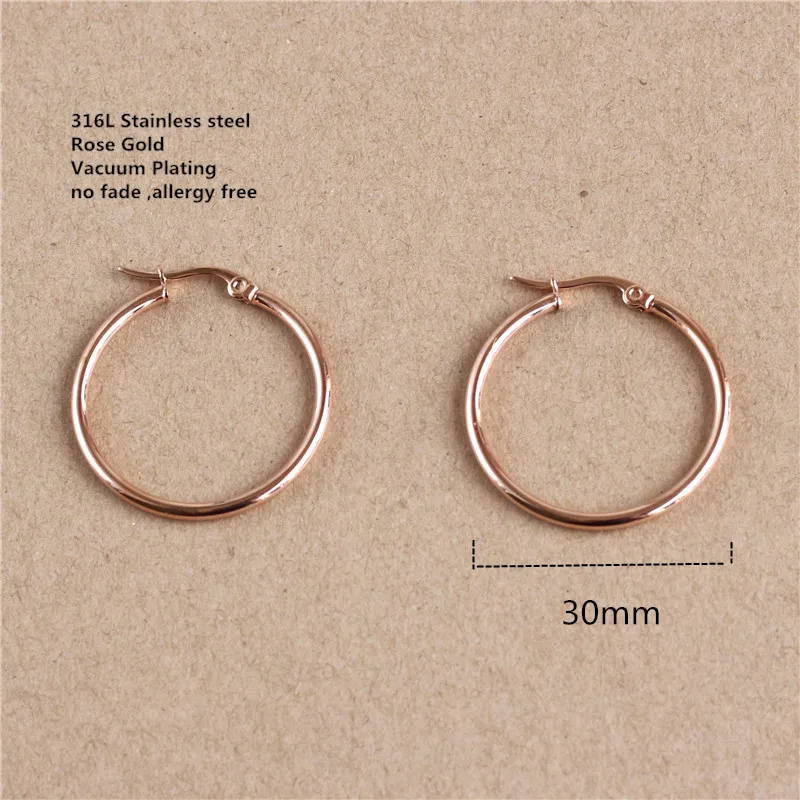 30mm Titanium 316L Stainless Steel Hoop Earrings Rose Gold-color Vacuum Plating No Fade Anti-allergy
30mm Titanium 316L Stainless Steel Hoop Earrings Rose Gold-color Vacuum Plating No Fade Anti-allergy