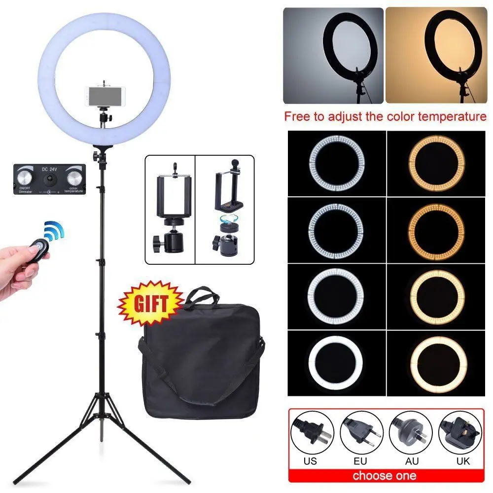 

Fotoconic 80W 48cm 2700K~5500K 448 LED Dimmable Ring Light + Camera Phone Holder + Stand Kit for Photography Video Photo Selfie