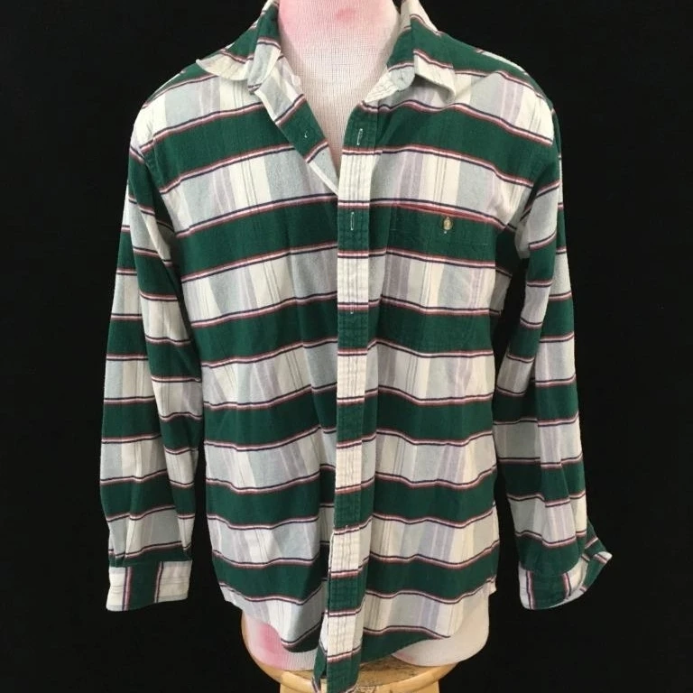 St. Johns Bay mens flannel shirt long sleeve Size L red green plaid