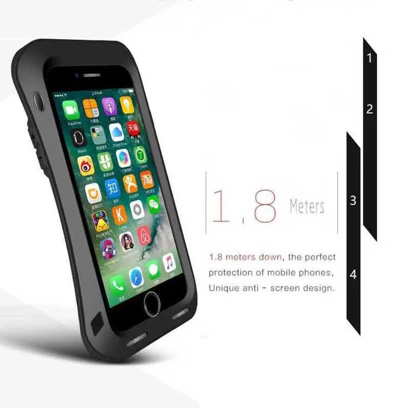 Slim Waist Metal Waterproof Phone Cases for iPhone 7 Dirtproof Shockproof Snowproof Aluminum Silica 8 (4)
