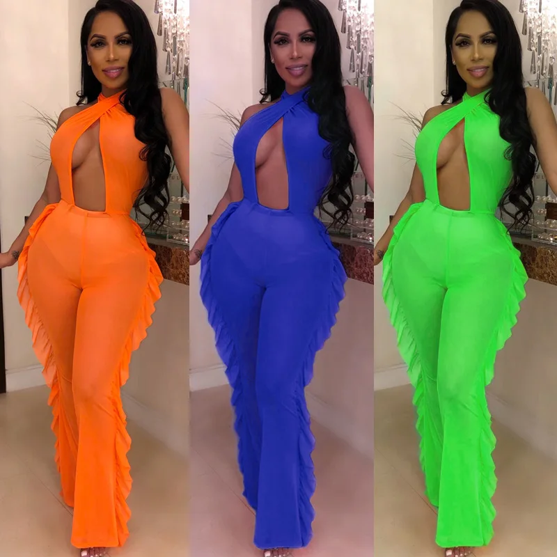 BKLD 2019 Summer Women Sexy Off Shoulder Backless Long Jumpsuit Summer Casual Sleeveless Halter Ruffle Pants Mesh Beach Trousers
BKLD 2019 Summer Women Sexy Off Shoulder Backless Long Jumpsuit Summer Casual Sleeveless Halter Ruffle Pants Mesh Beach Trousers