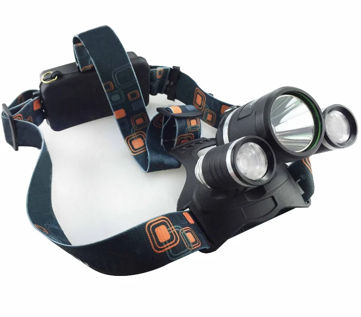 

Headlight XML T6 LED 3x CREE XM-L 5000Lm Rechargeable Headlamp Head lamp + AU/EU/US Charger +CAR Charger