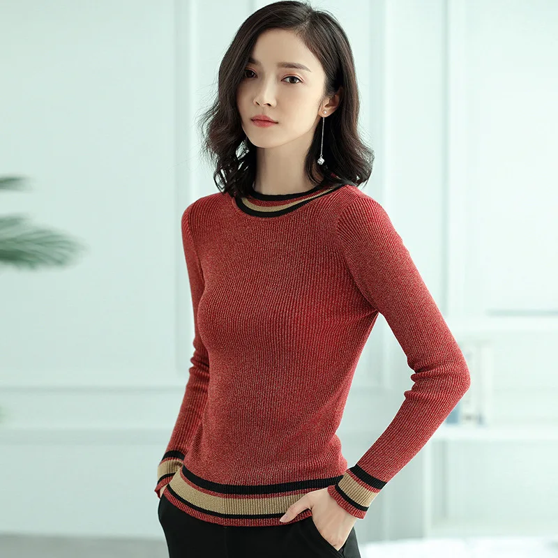 2018 Autumn Winter Office Lady Knitted O Neck 2 Color Slim Women Basic Pullover S-xl Jl-hy013 | Женская одежда