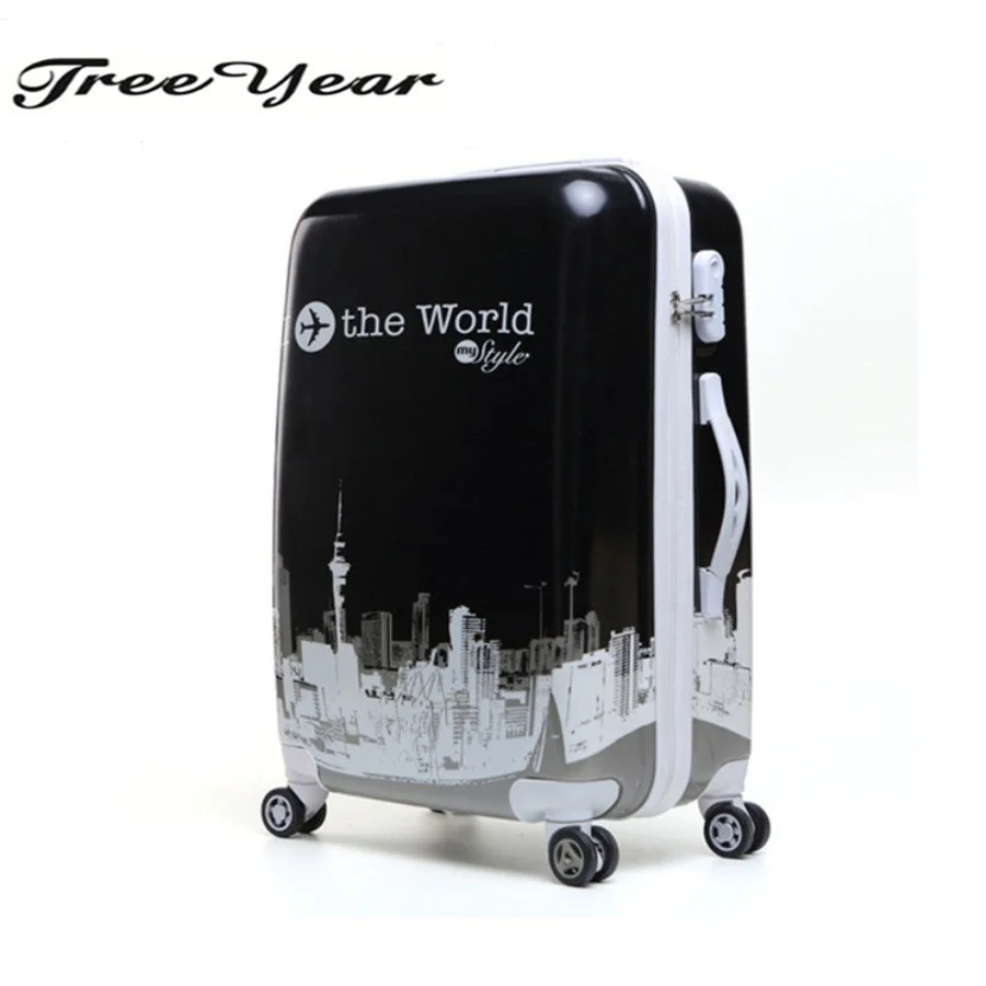 Image High Quality 24  Women luggage travel bags trolley Girls Rolling Luggage ABS  Pull Rod trunk rolling spinner wheels boarding bag