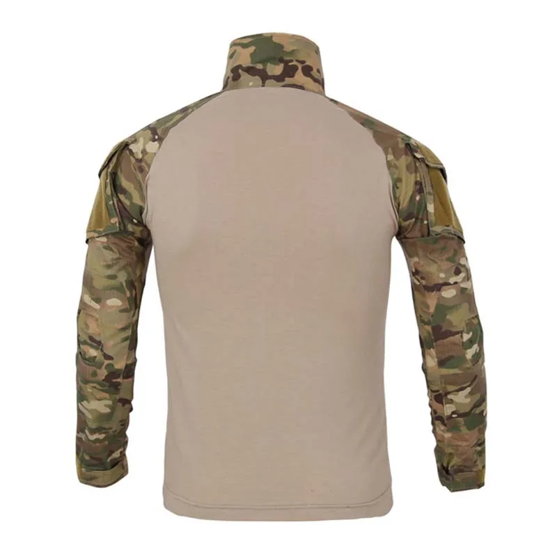 Мужская армейская камуфляжная футболка с длинным рукавом|Военный| |