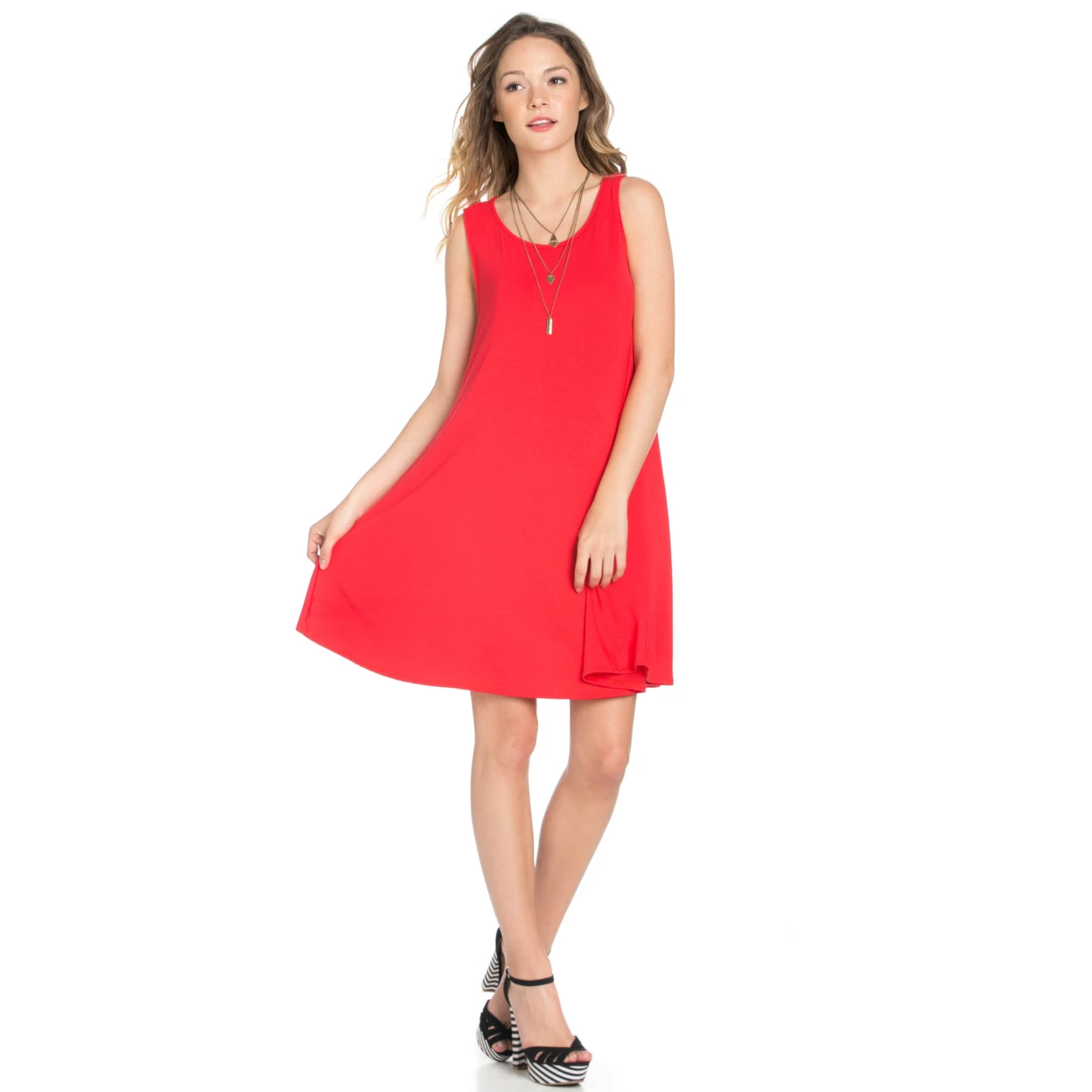 Sleeveless Swing Dress Coral (5)
